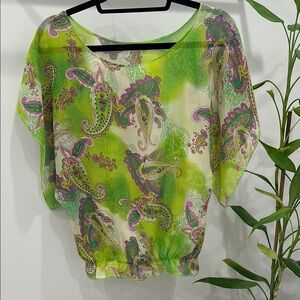 Paisley Print Sheer Blouse